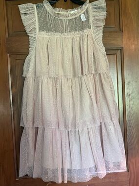 Ladies Medium Dusty Pink Ruffle Tulle Tiered Party Dress. Brand New!